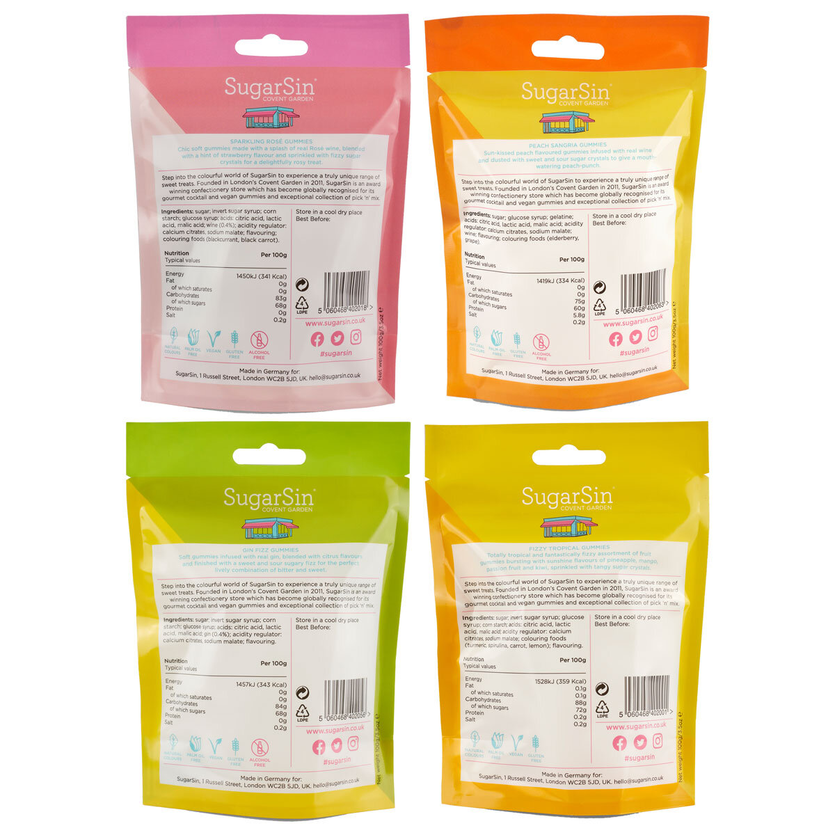 SugarSin Gourmet Gummies Gift Box, 10 x 100g