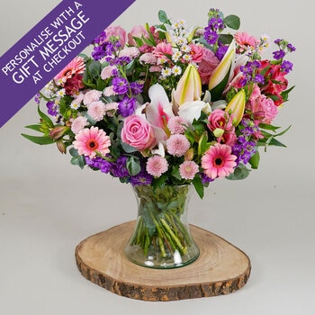 50 Stem Pink Radiance Flower Bouquet with Greetings Card