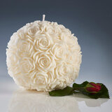 Amelia Amour 15cm Rose Ball Unscented Candle with Mirror Plate in Cream