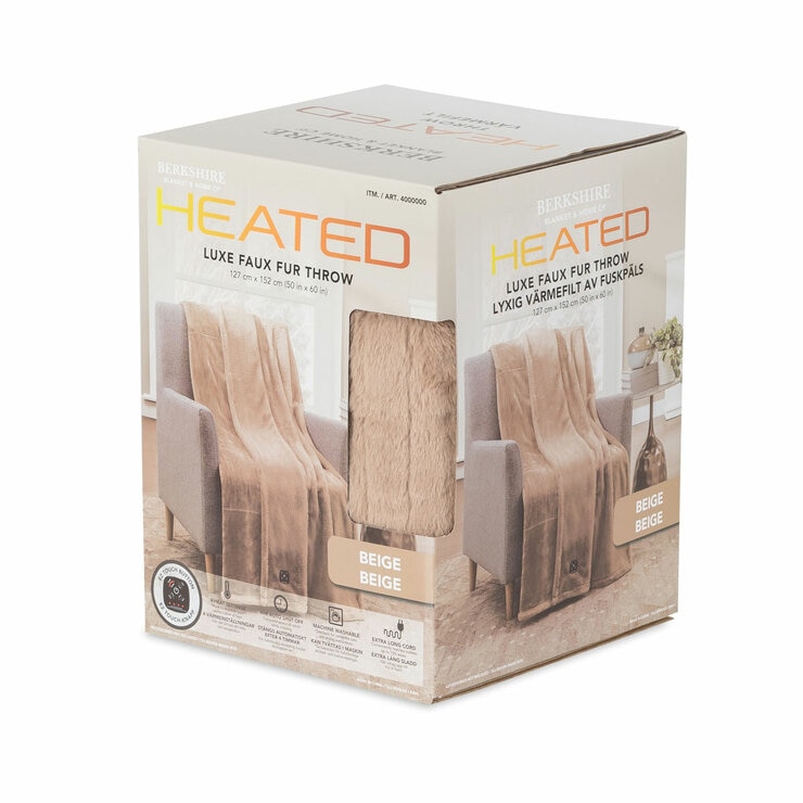 Berkshire Heated Throw Dual Plug in Beige