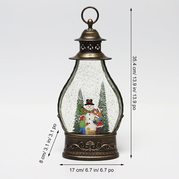 Holiday Scene Lantern In Snowman Scene dimensions