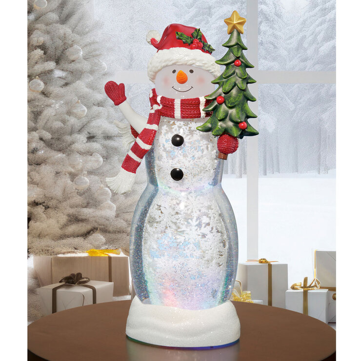 Snowman with Tree Lantern with LED Lights Snowman with Tree Lantern with LED Lights