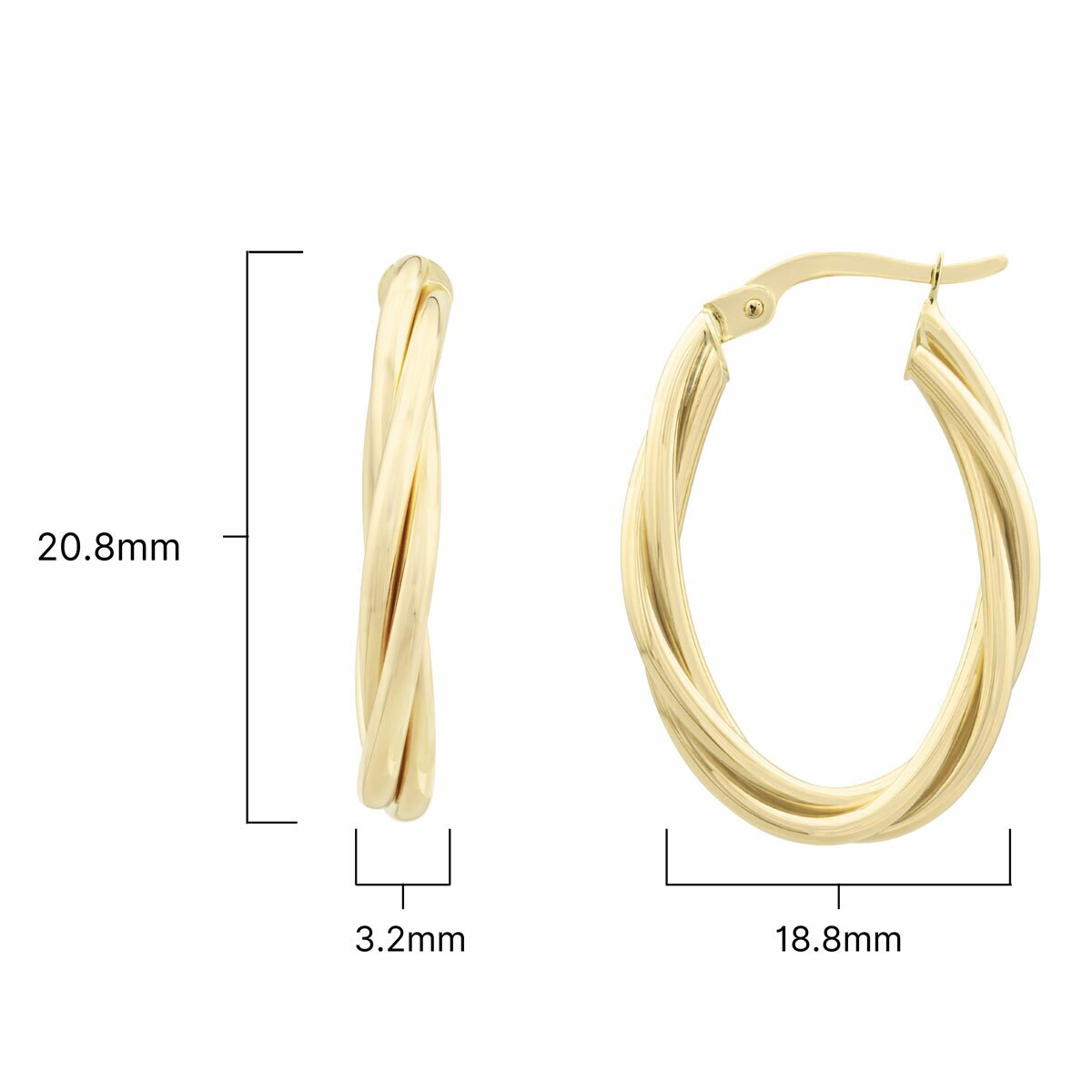 14ct Yellow Gold Twist Stud Earrings
