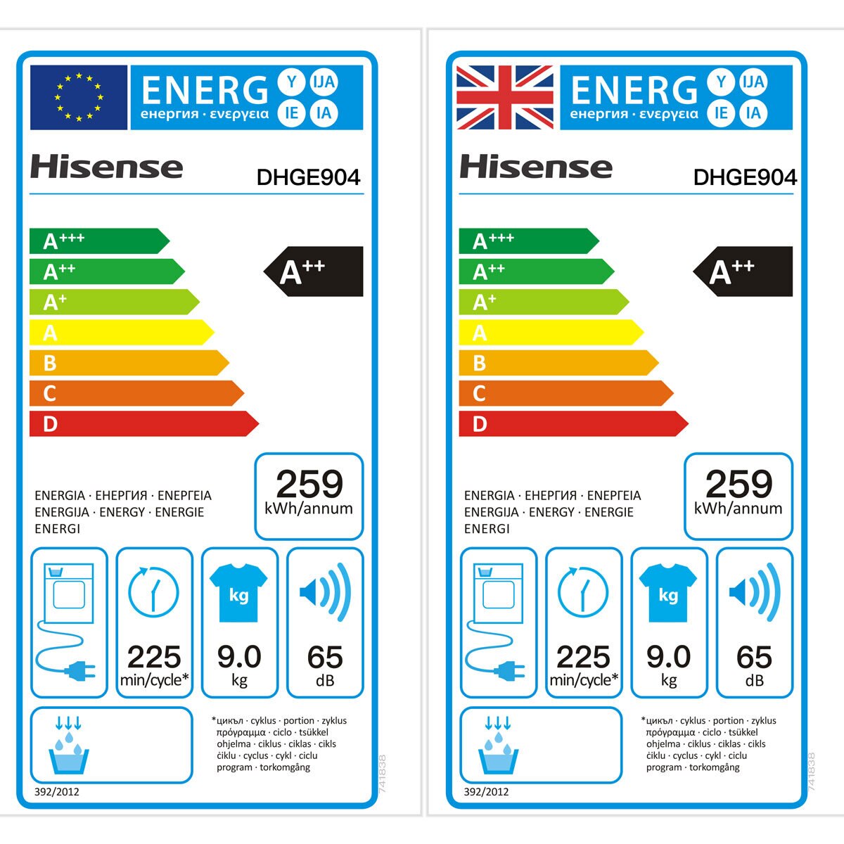 Hisense DHGE904, 9kg, Heat pump Dryer