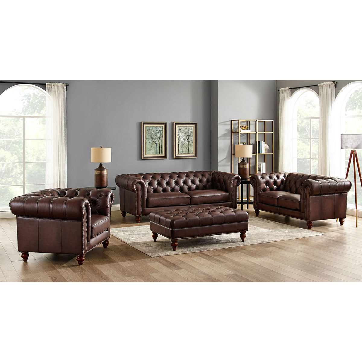 Allington 3 Seater Brown Leather Chesterfield Sofa