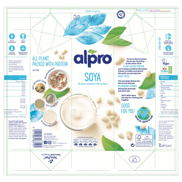 Alpro Soya Milk, 4 x 1L Costco UK