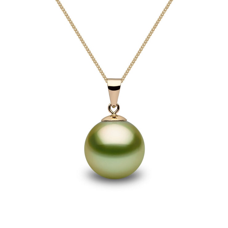 Pistachio Tahitian Treated Pendant, 18ct Yellow Gold Pistachio Tahitian Treated Pendant, 18ct Yellow Gold