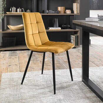 Marlow Mustard Velvet Tapered Back Dining Chair, 2 Pack