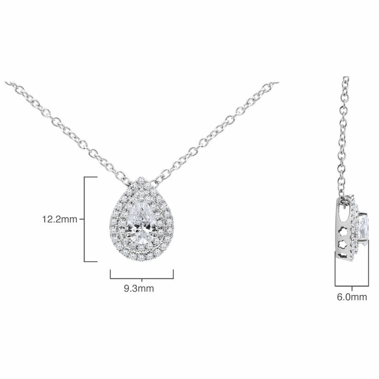 0.58ctw Pear & Round Brilliant Cut Diamond Pendant , 18ct White Gold