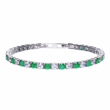 Diamonfire Sterling Silver Cubic Zirconia Green and White Tennis Bracelet
