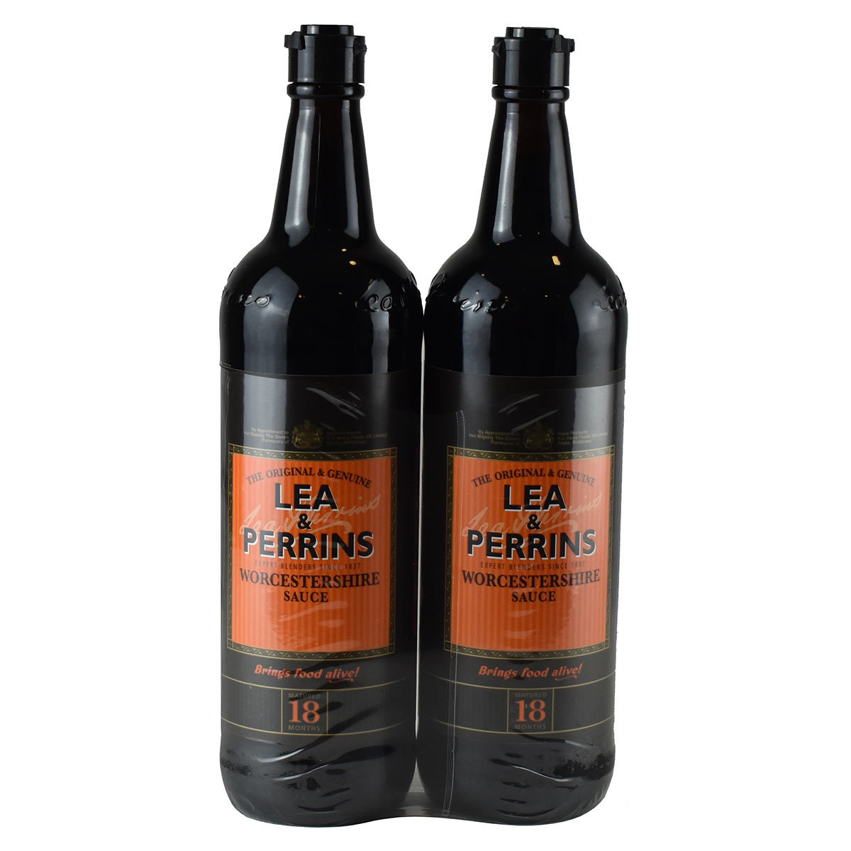 Twin pack bottle of lea and perrins front facing on white background