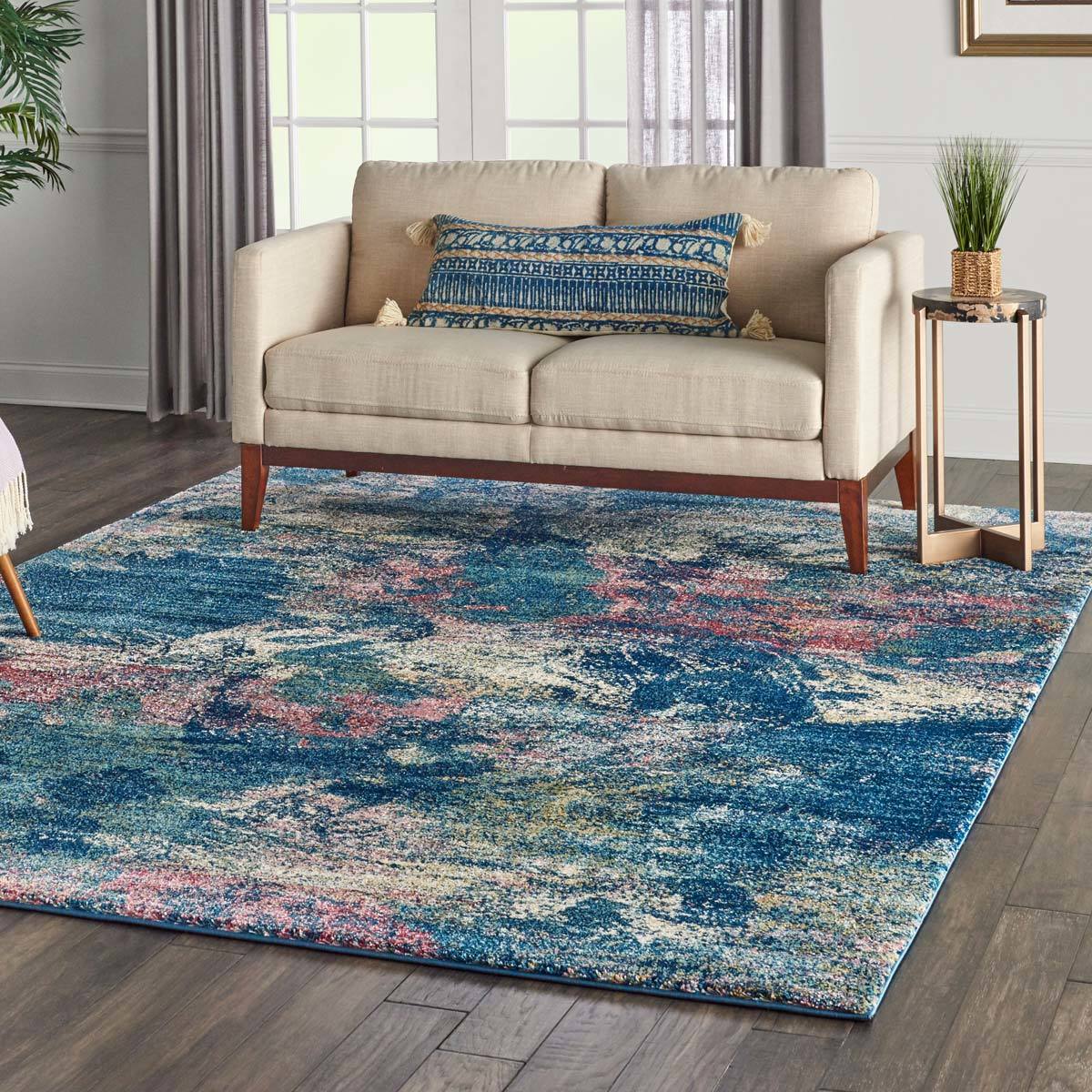 Fusion Deep Navy Abstract Rug in 2 Sizes