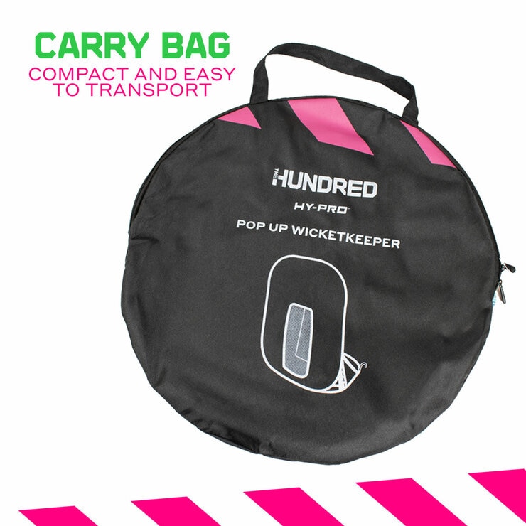 Studio image showing the carry bag for the pop up wicket keeper