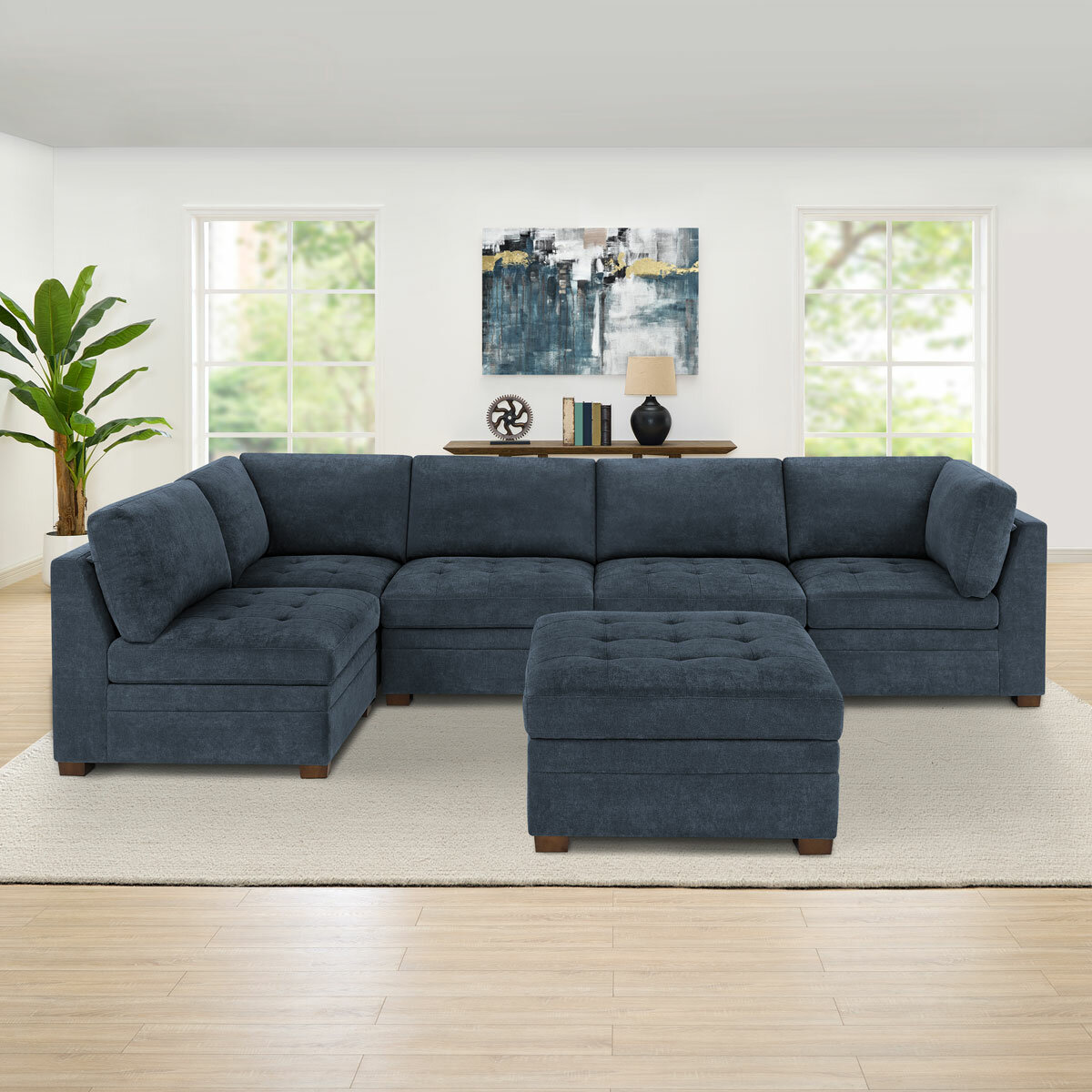 Thomasville Tisdale Blue Fabric Armless Chair