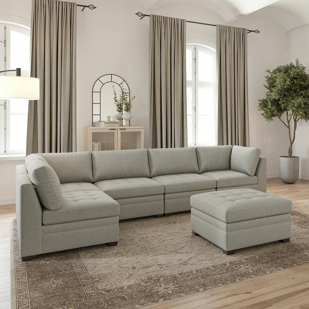Thomasville Tisdale Beige 6 Piece Modular Fabric Sofa