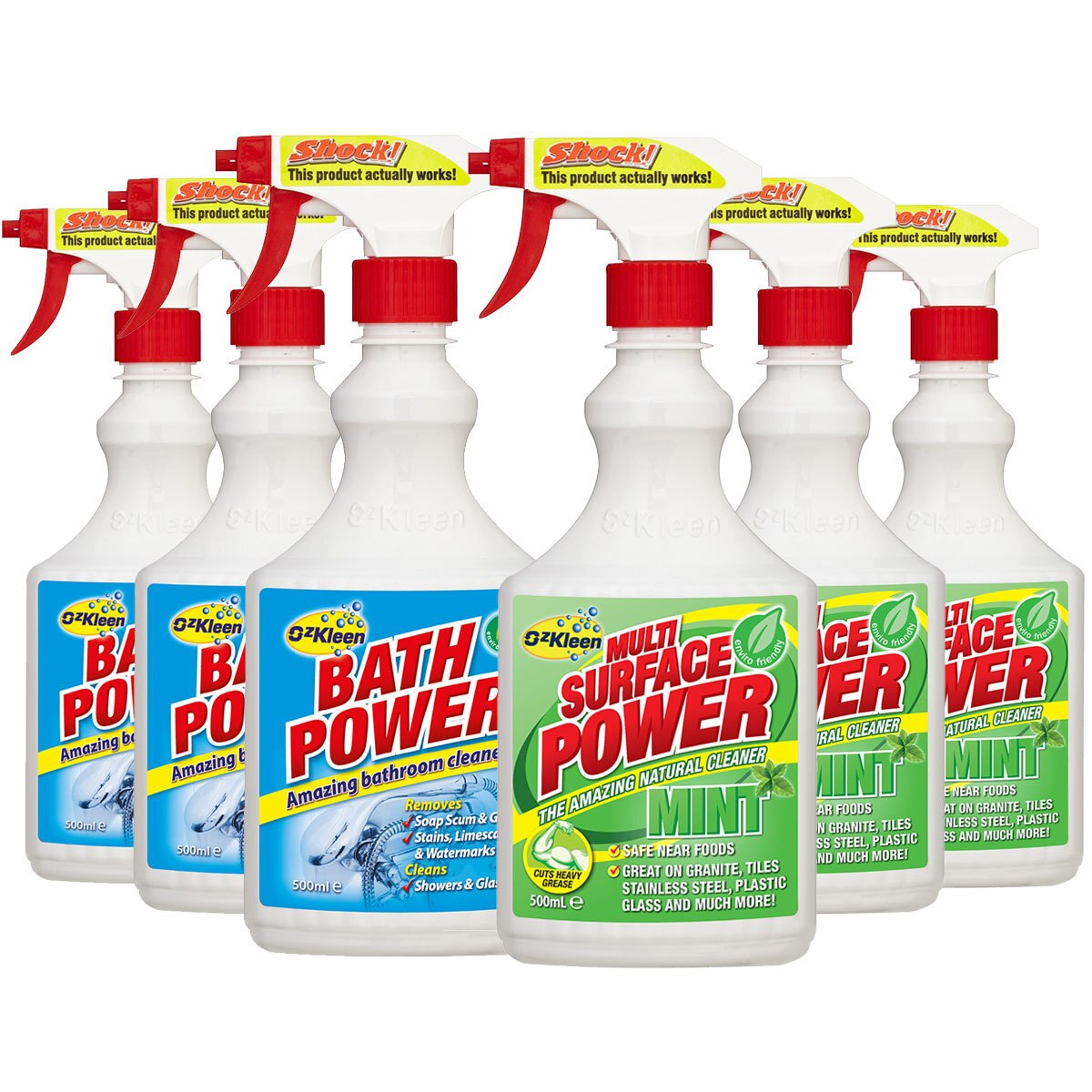 Ozkleen Bath Power and MultiSurface Cleaner, 3 x 500ml