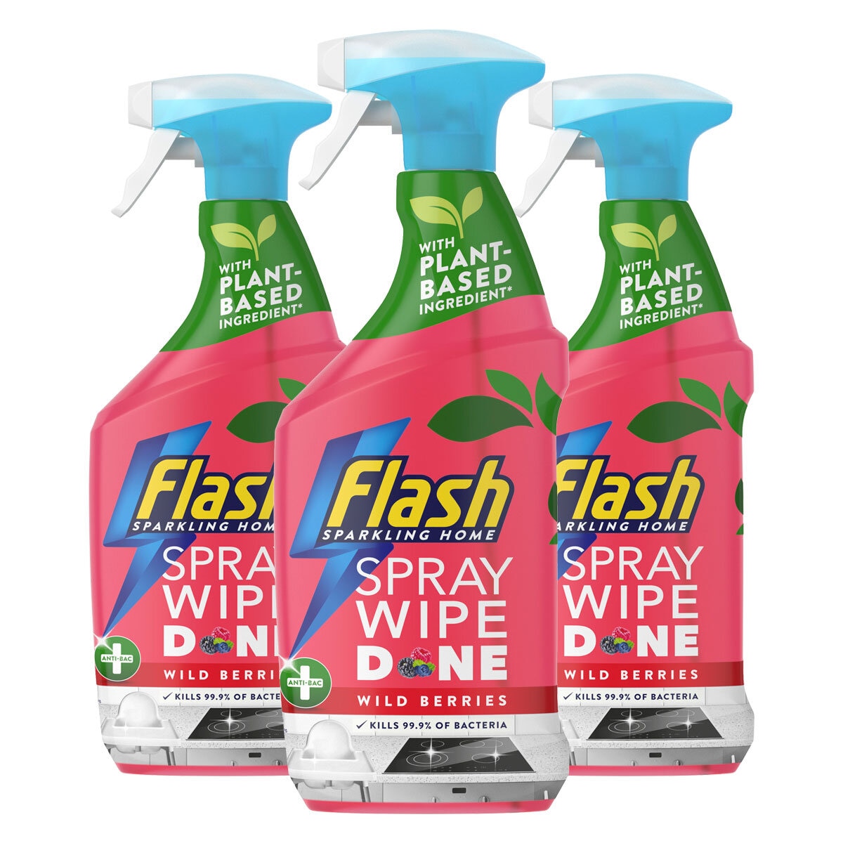 Flash Spray Wipe Done Wild Berries, 3 x 800ml