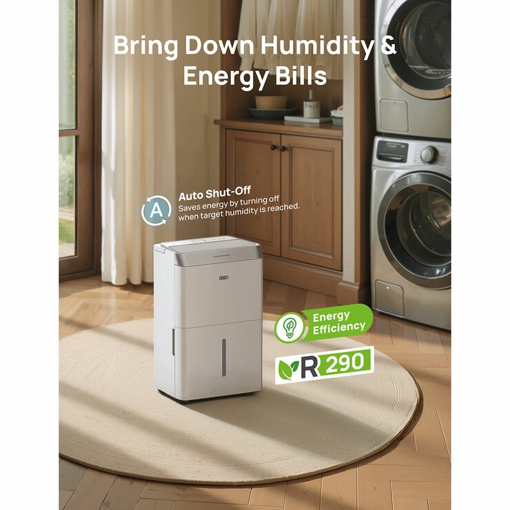 Lifestyle image of Dreo 16L Smart WiFi Dehumidifier with auto shut off