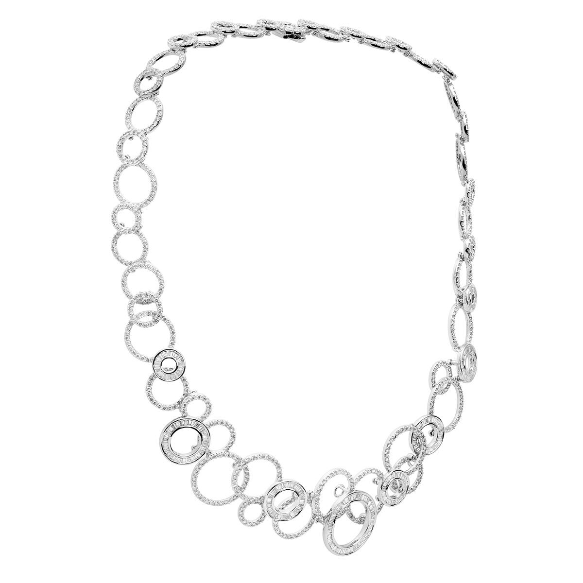 13.63ctw Round Brilliant & Baguette Diamond Necklace, 18ct White Gold