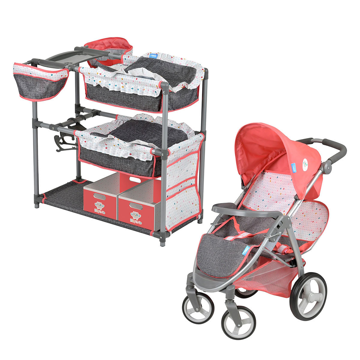Twin Doll Play Set with Twin Doll Stroller and Twin Doll Play Centre