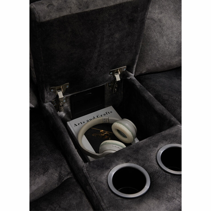 Corner Fabric Grey Cupholders and Seat Storage/Socket Corner Fabric Grey Cupholders and Seat Storage/Socket