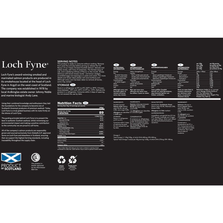 Loch Fyne Scottish Smoked D Cut Salmon, 1kg