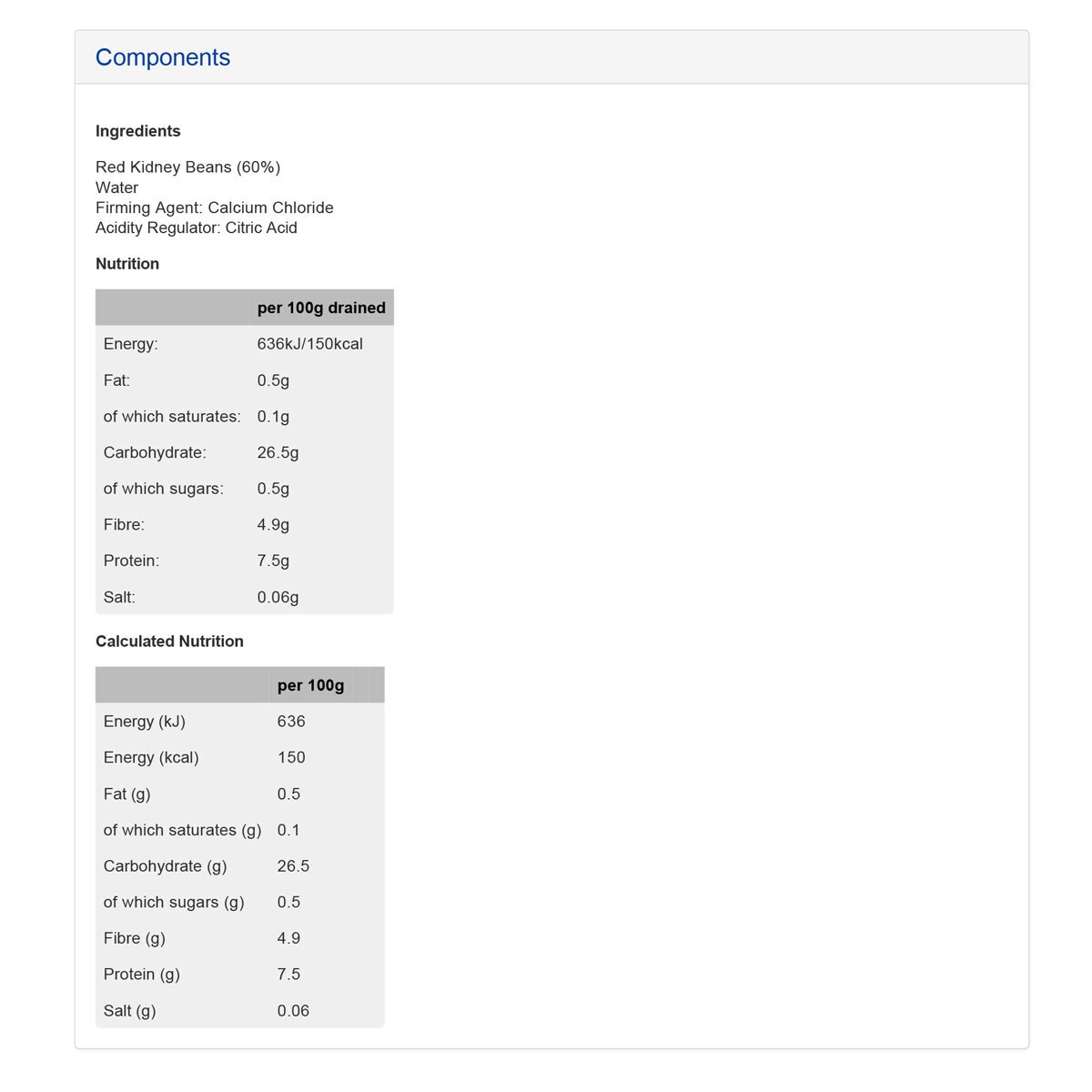 Napolina Red Kidney Beans in Water, 12 x 400g Costco UK