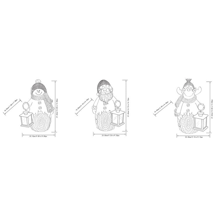 Christmas Woodchip Figures with LED Lanterns Dimensions Christmas Woodchip Figures with LED Lanterns Dimensions