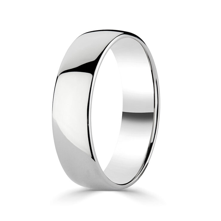 6.0mm Basic Light Court Wedding band. Platinum