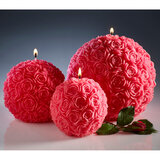 Amelia Amour 21cm Rose Ball Unscented Candle with Mirror Plate in Red