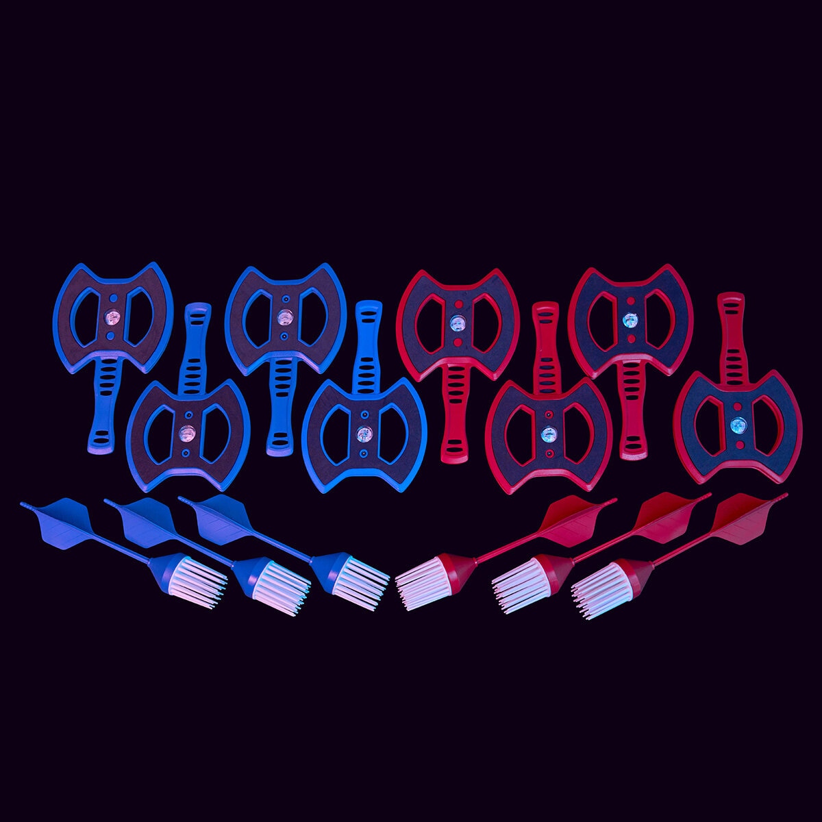 Studio image showing the axes and darts Studio image showing the axes and darts