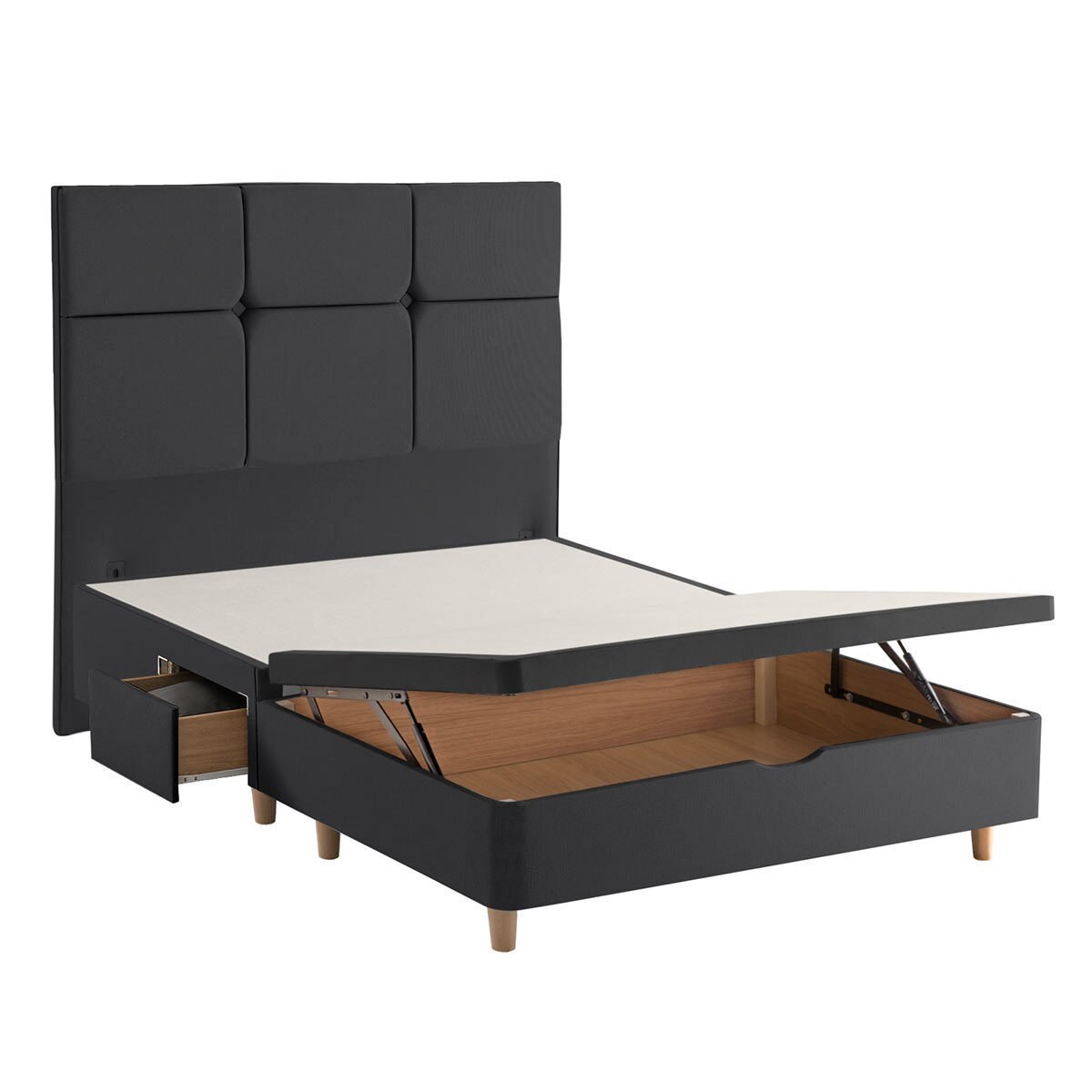 Silentnight Ottoman Divan Base with Harper Headboard in 4 Colours & 3