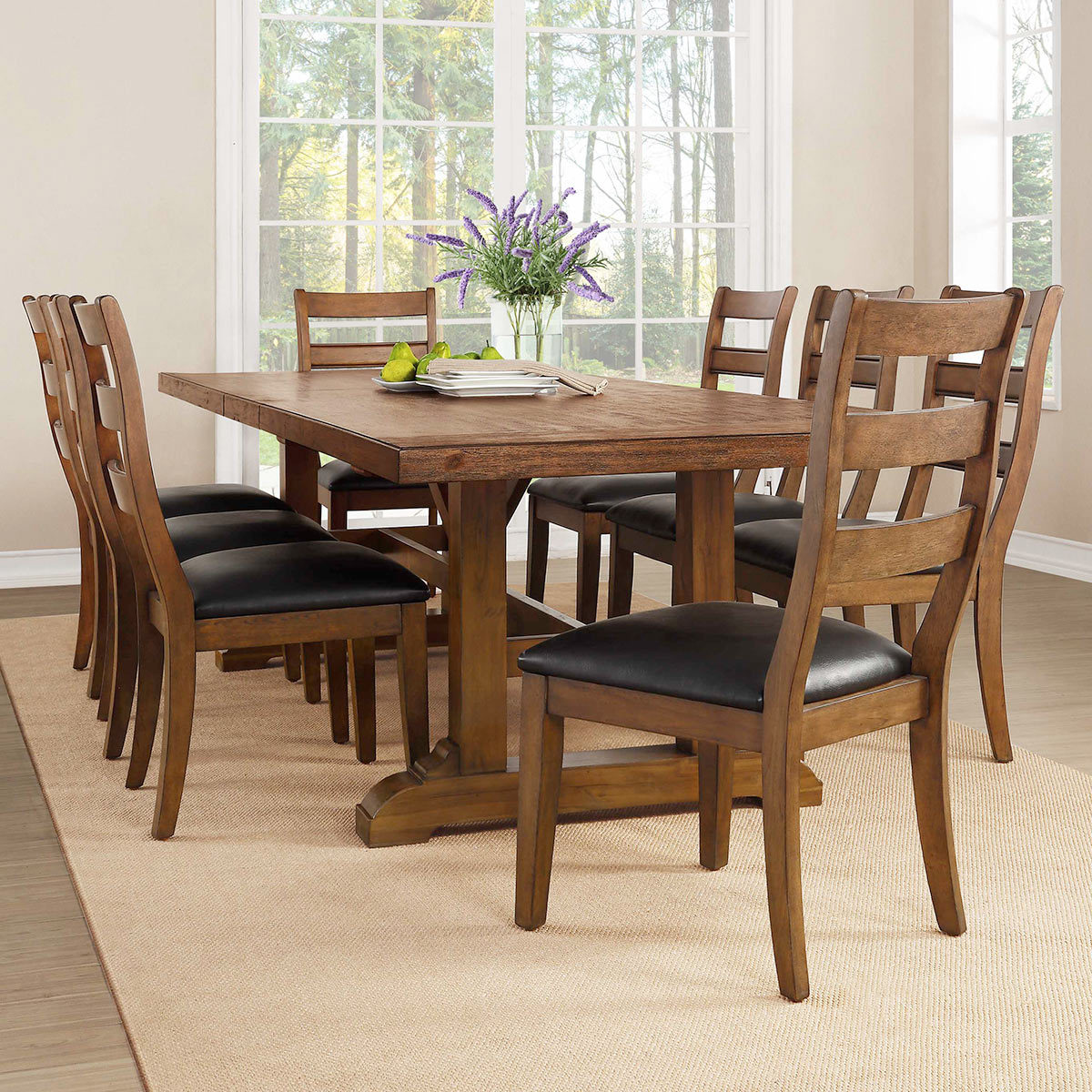 Bayside Furnishings Washington Extending Dining Room Table + 8 Chairs