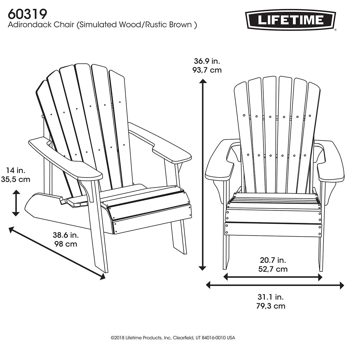 Lifetime Adirondack Chair - Set of 2 - Model 60319