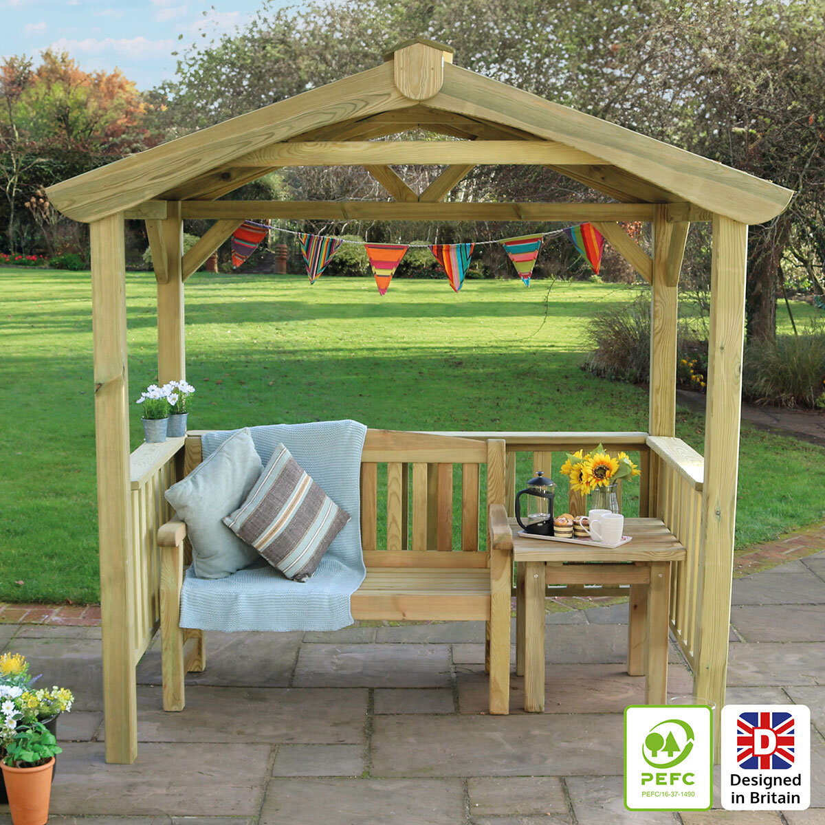 Zest 7ft 5" x 4ft 6" (2.26 x 1.38m) Wooden BBQ Grilling Pavilion