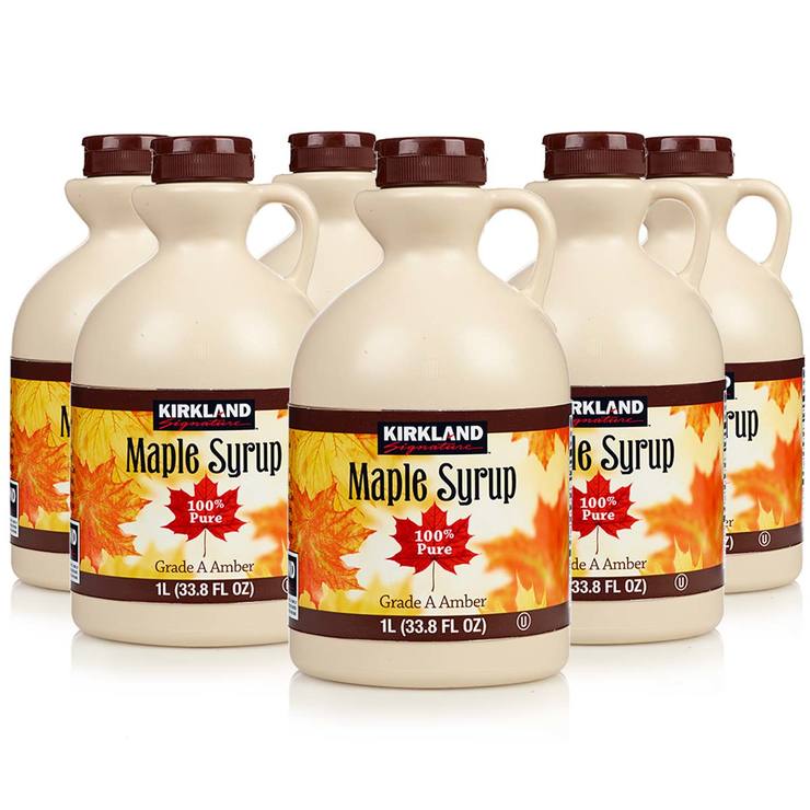Kirkland Signature 100 Pure Grade A Amber Maple Syrup, 6 x 1L Costco UK