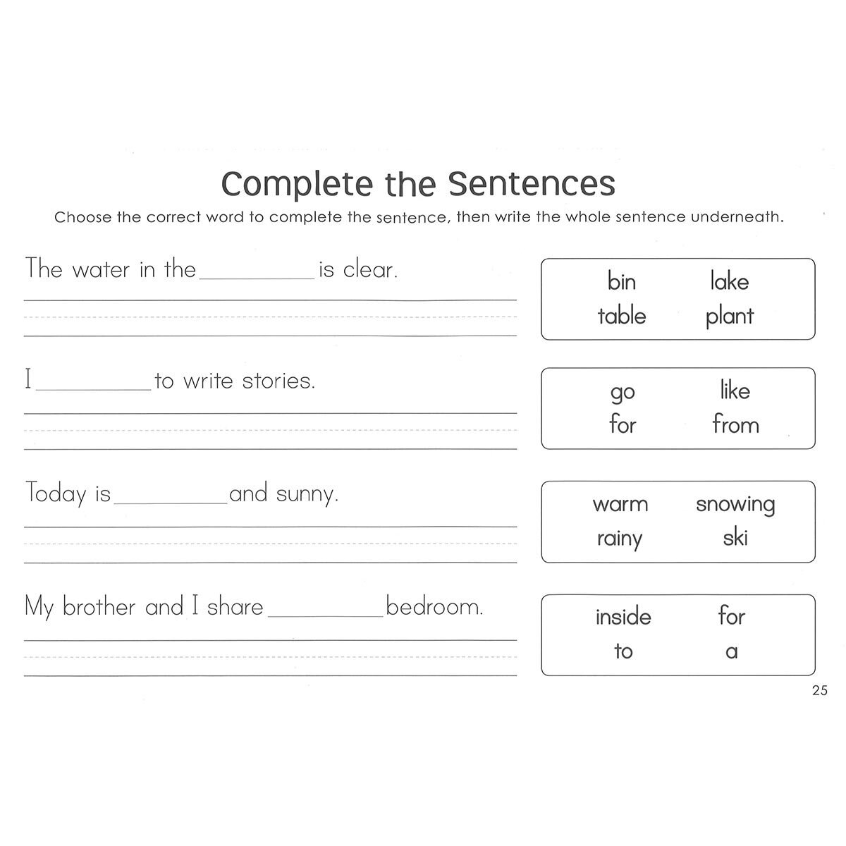 Page spread of learn to write