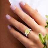 4.85ctw Radiant Cut Fancy Intense Yellow Diamond Ring, Platinum