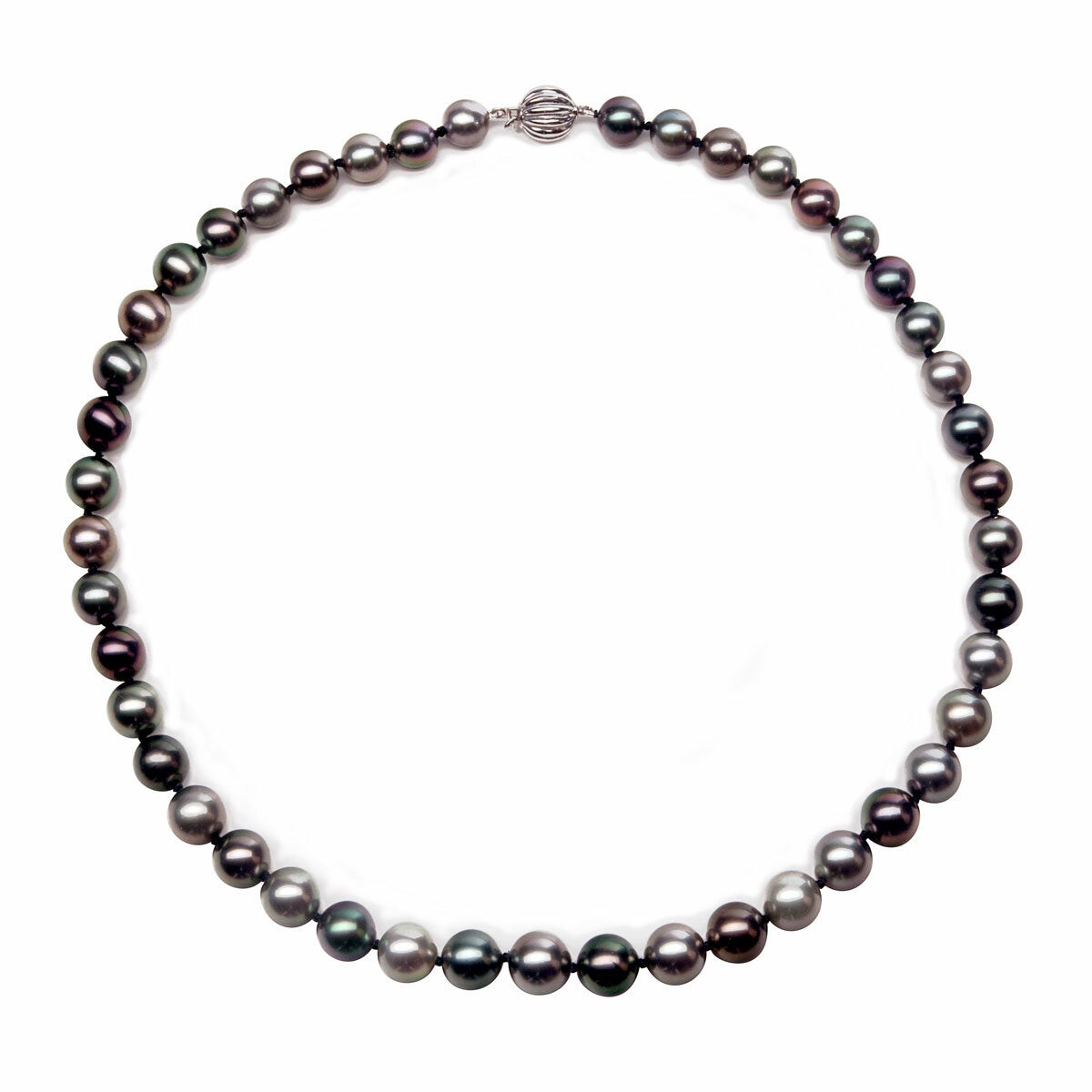8-10mm Cultured Tahitian Pearl Necklace, 14ct White Gold