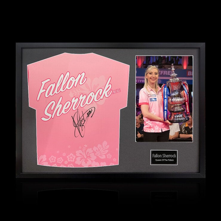 Fallon Sherrock Signed Framed Darts Shirt including 1 Photo in Black Fallon Sherrock Signed Framed Darts Shirt including 1 Photo in Black