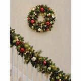 30 inch (76cm) Pre-Lit Decorated Wreath with 50 LED Lights in Red 30 inch (76cm) Pre-Lit Decorated Wreath with 50 LED Lights in Red