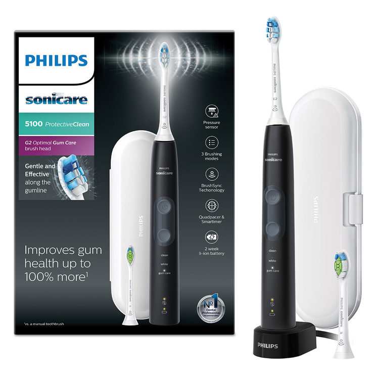 Philips Sonicare ProtectiveClean 5100 Sonic Electric Toothbrush, Black ...