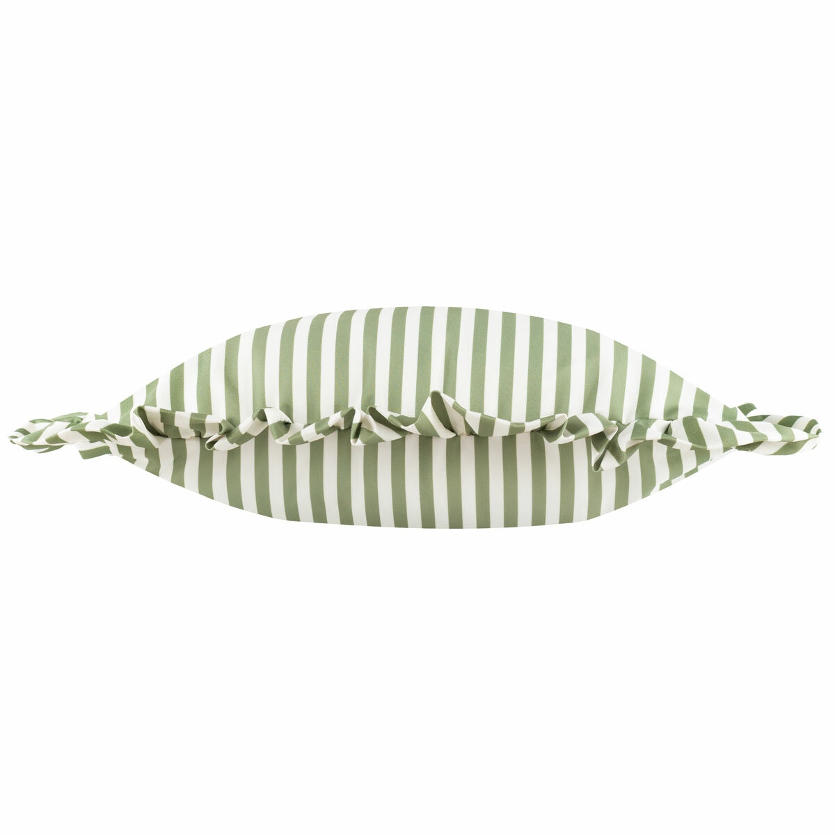 Wylder Millie Ruffle Green Striped Indoor Outdoor Cushion, 50 x 50 cm