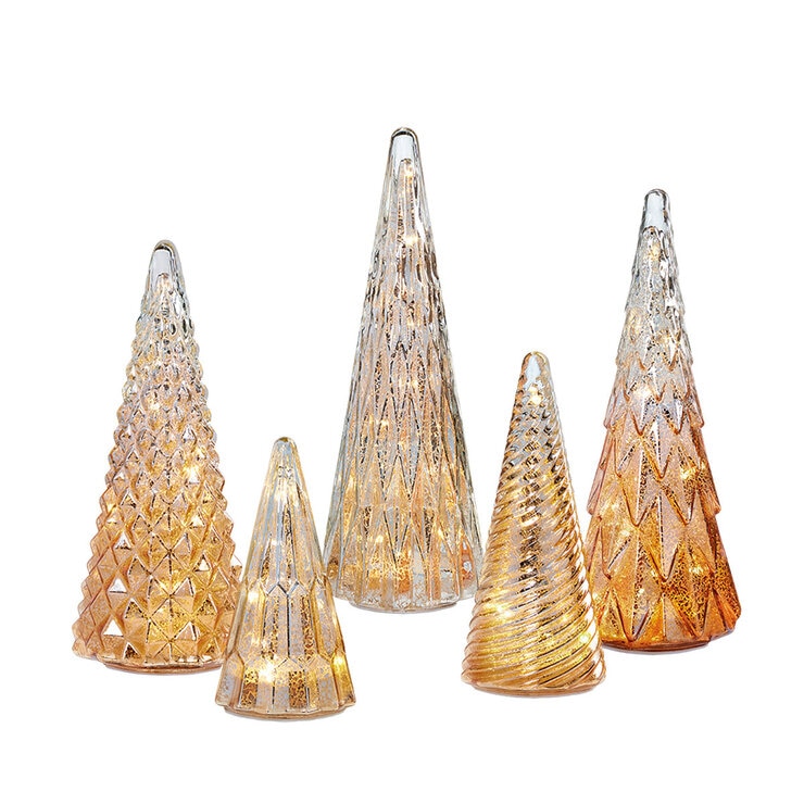Buy Glass Trees 5 Pack Gold Overview Image at Costco.co.uk