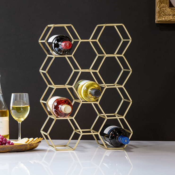 Evergreen 11 Bottle Wine Rack in Gold