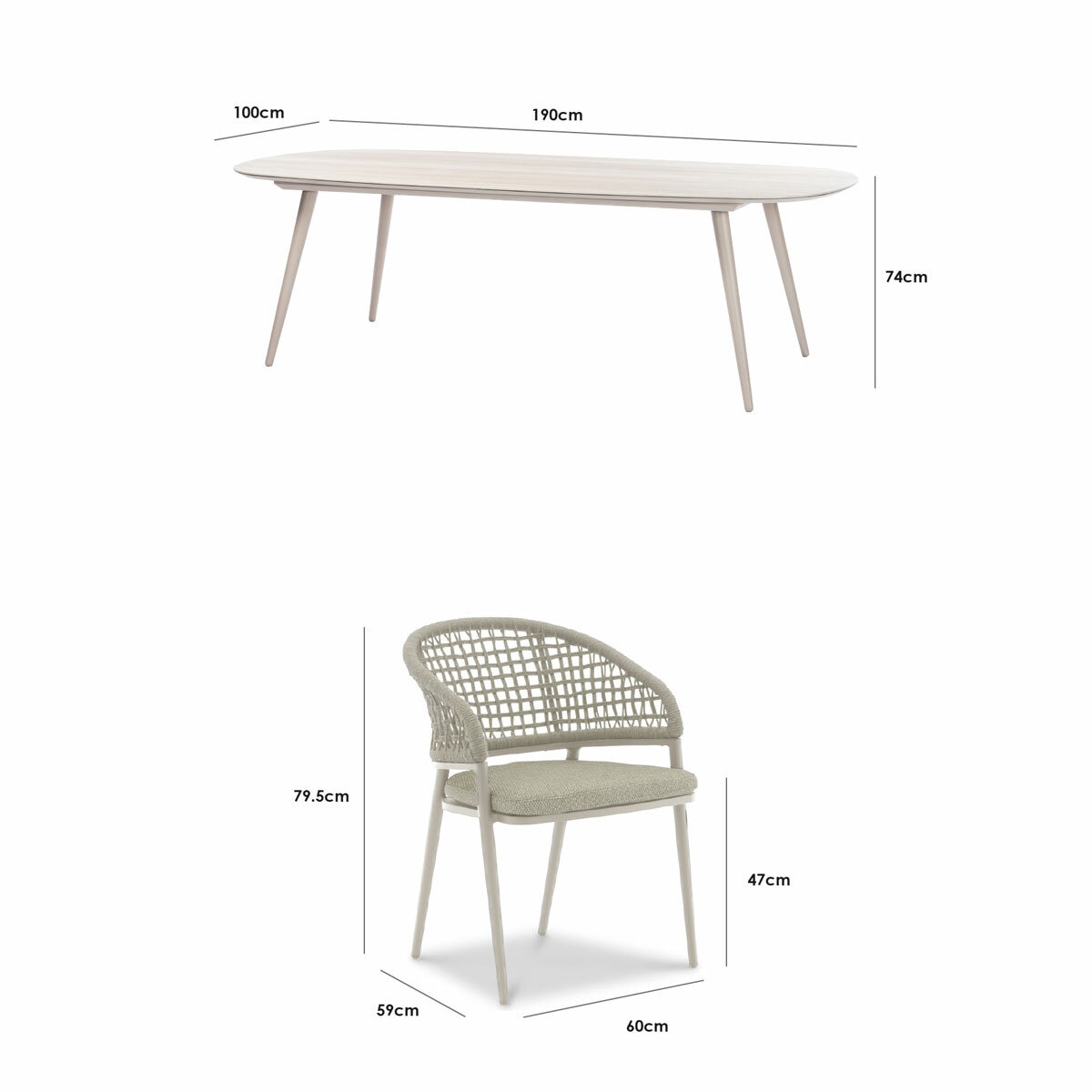 Harbour Lifestyle 7 Piece Oval Ceramic Dining Set in Oatmeal