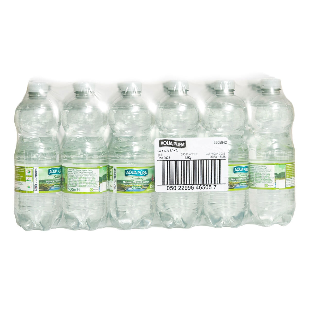 Aqua Pura Sparkling Water, 24 x 500ml