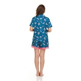 Flora Nikrooz Satin 2 PC Short Notch Pyjama Set in Blue