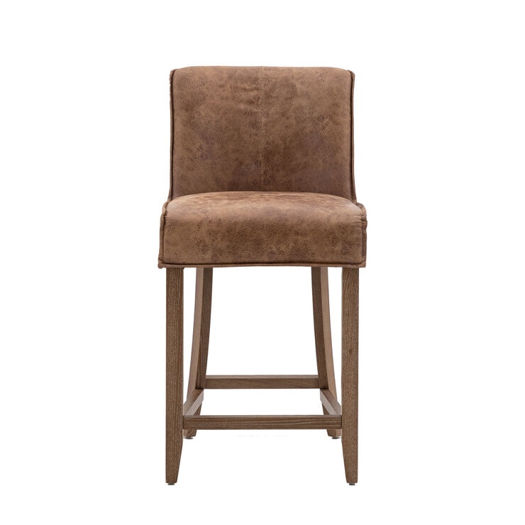 Tarnby Brown Leather Barstool 2pk