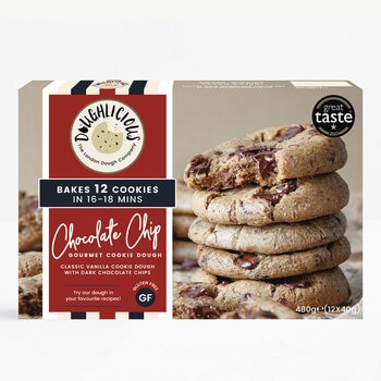 Doughlicious Chocolate Chip Gourmet Cookie Dough, 12 x 40g